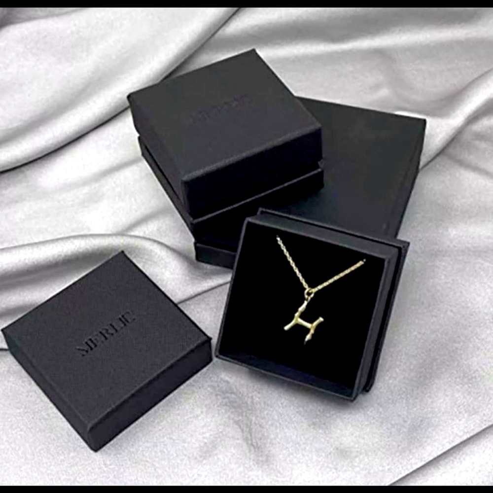 MERLIC 14K Gold Plated Unicorn Horn Initial Letter H Pendant Necklace